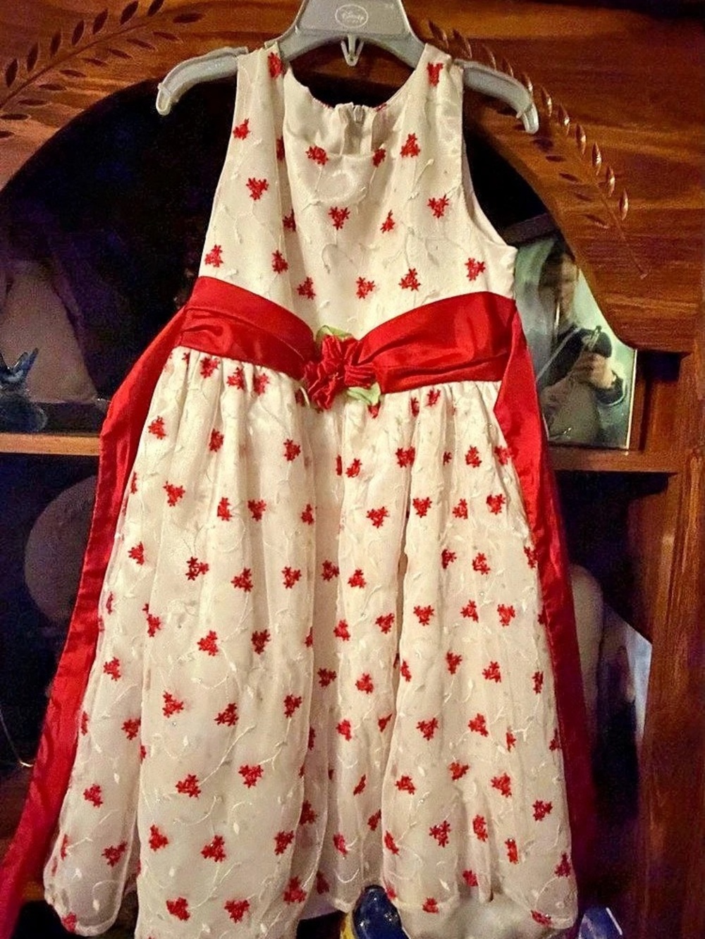 Rare Editions Girls' Floral Dress White & Red Size 6